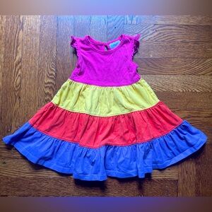 Hanna Andersson Tiered Color Block Cotton Twirl Dress Size 80 cm or 2T